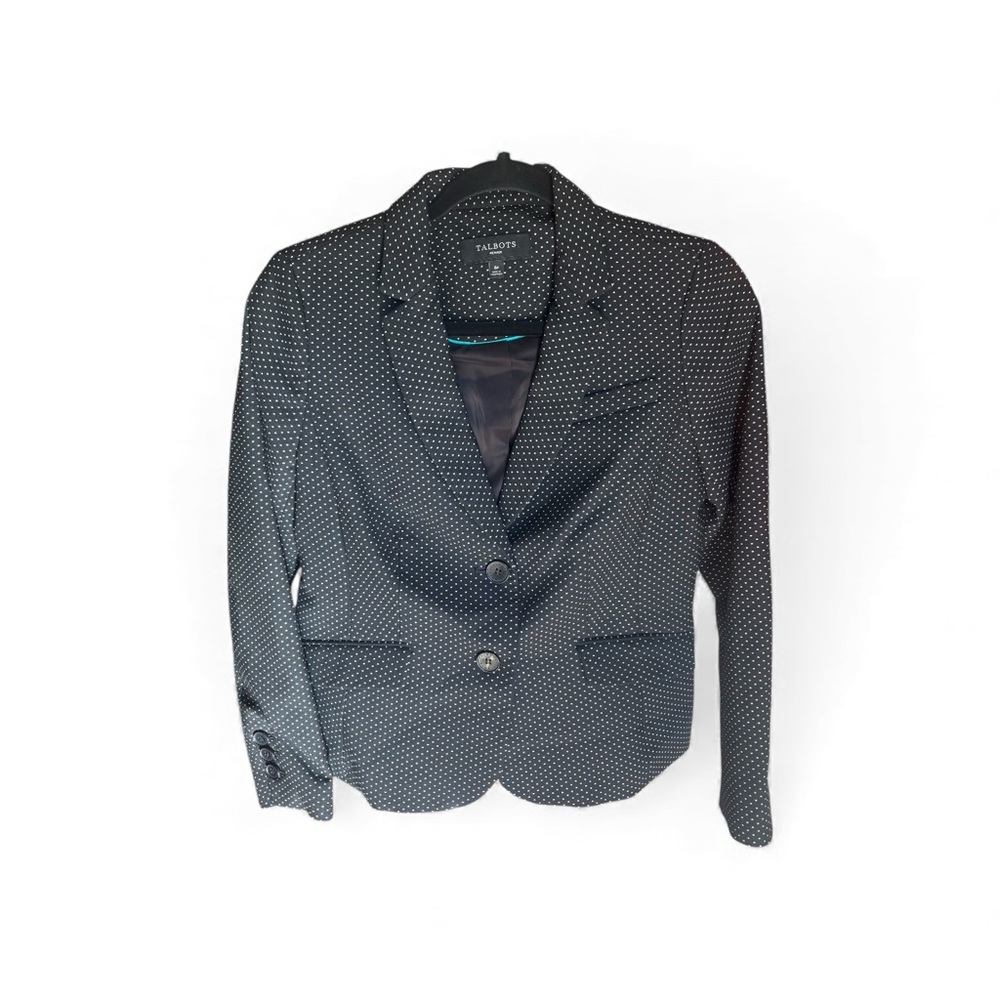 Talbots Petites Black Polka Dot Blazer, Size 6P